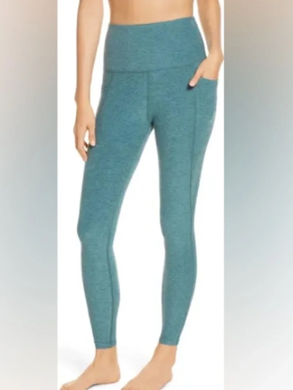 Beyond Yoga Women's Space Dye Teal High-Rise Performance Leggings with Pockets